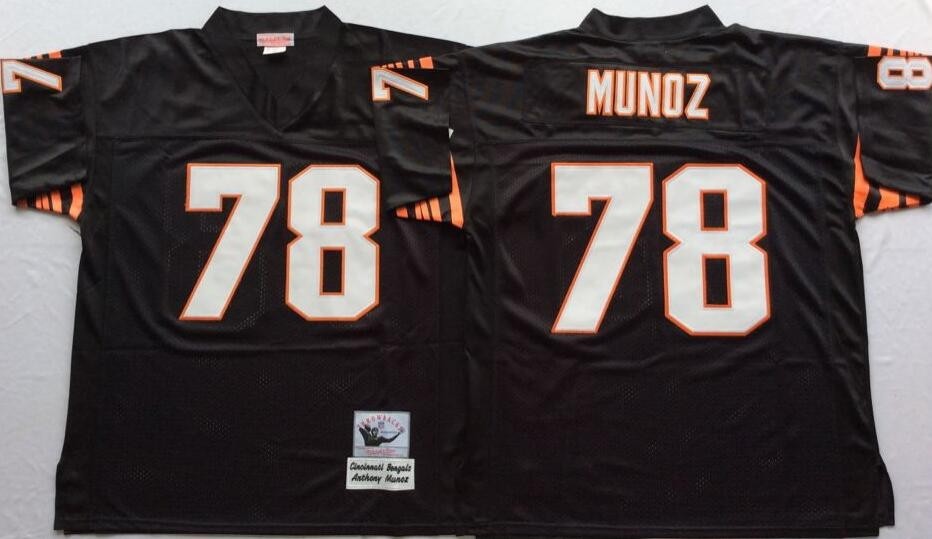 NFL Cincinnati Bengals Anthony Munoz #78 black throwback Jersey