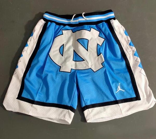 North Carolina JUST DON blue dense embroidered pocket shorts