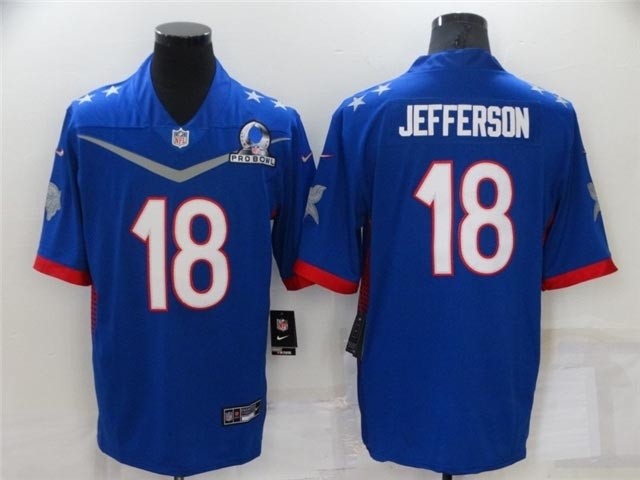 2022 NFC Pro Bowl Minnesota Vikings #18 Justin Jefferson Blue Jersey