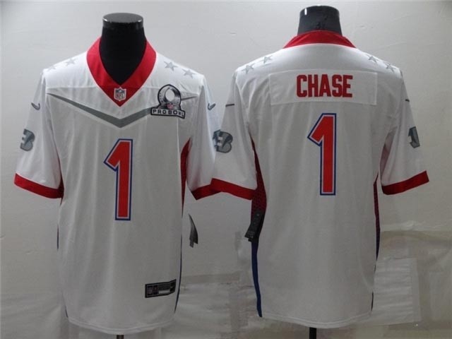 2022 AFC Pro Bowl Cincinnati Bengals #1 Ja'Marr Chase White Jersey