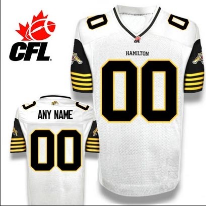 CFL Hamilton Tiger Cats Customized White jersey(Name and number remark in comment column)