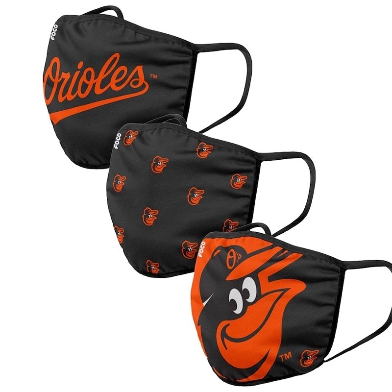 Baltimore Orioles Adult Cloth Face Covering 3-Pack