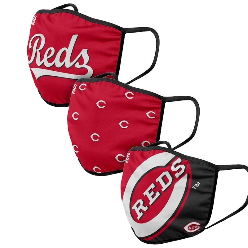 Cincinnati Reds Adult Cloth Face Covering 3-Pack