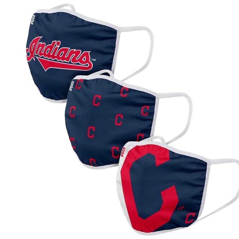 Cleveland Indians Adult Cloth Face Covering 3-Pack