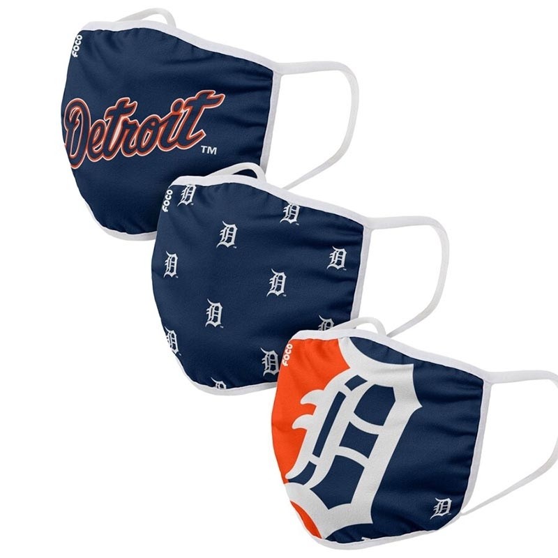 Detroit Tigers Adult Cloth Face Covering 3-Pack