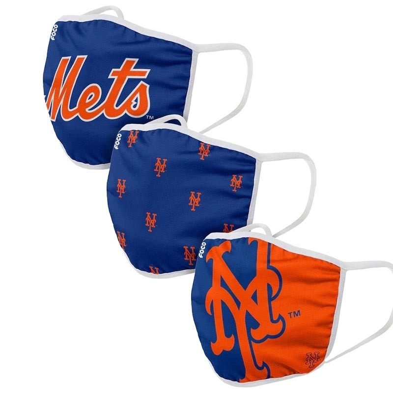 New York Mets Adult Cloth Face Covering 3-Pack