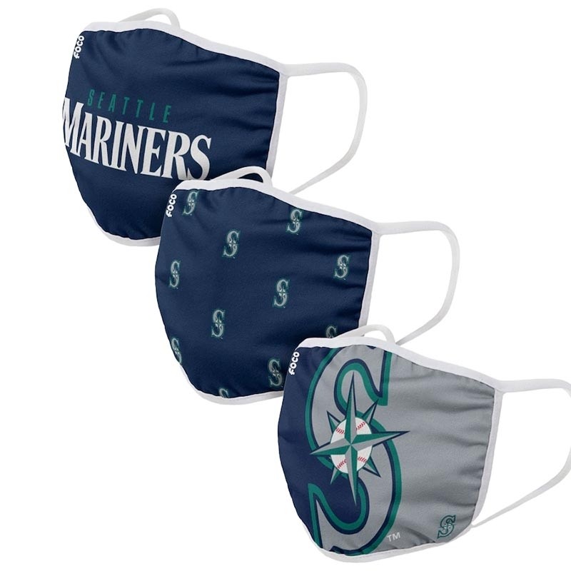 Seattle Mariners Adult Cloth Face Covering 3-Pack