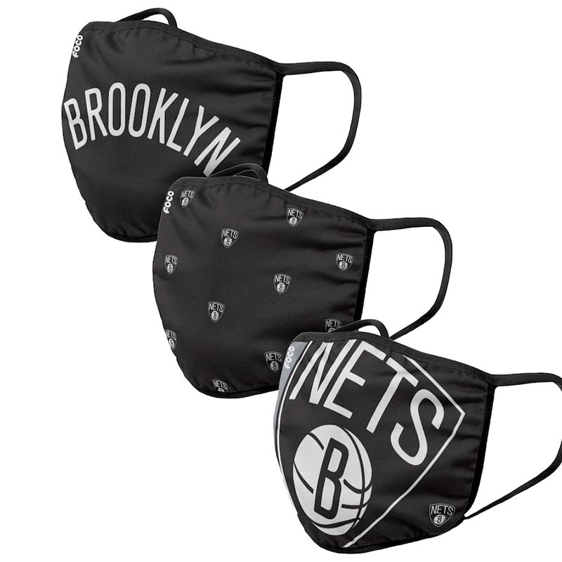 Adult Brooklyn Nets Cloth Face Covering 3-Pack