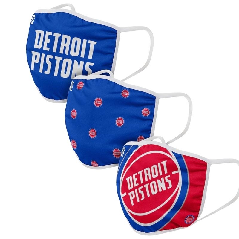 Adult Detroit Pistons Cloth Face Covering 3-Pack