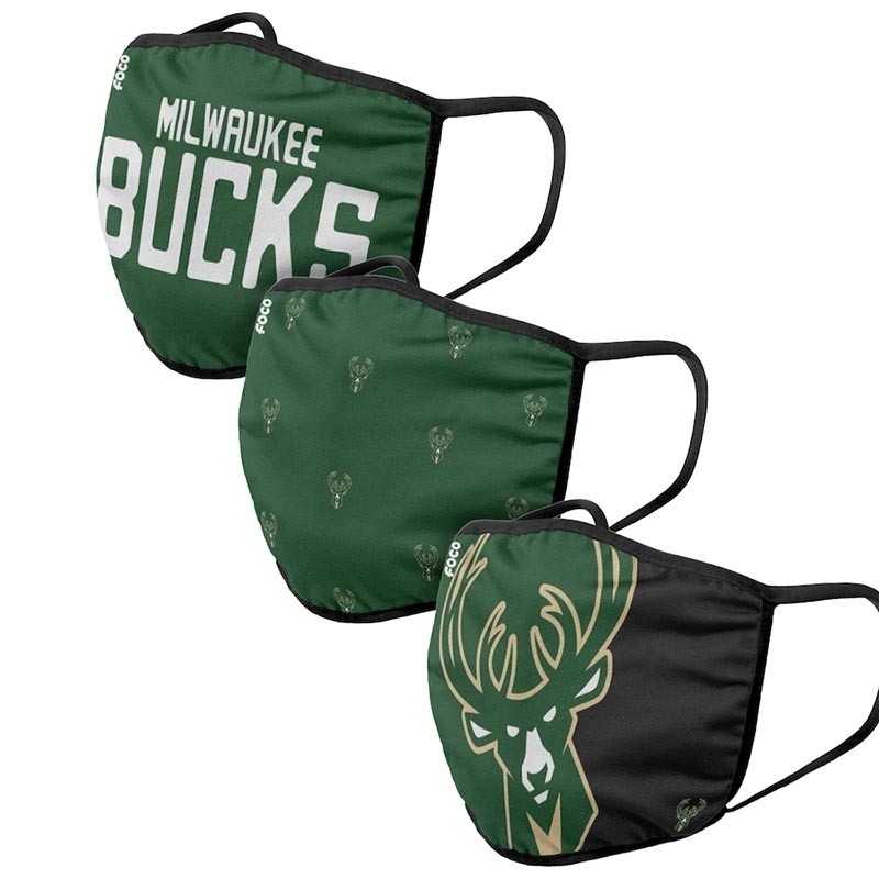 Adult Milwaukee Bucks Cloth Face Covering 3-Pack