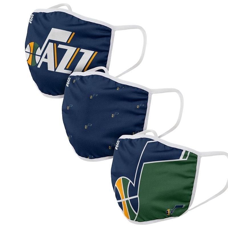 Adult Utah Jazz Cloth Face Covering 3-Pack