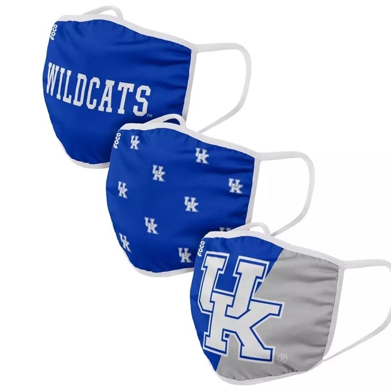 Kentucky Wildcats Adult Cloth Face Covering 3-Pack