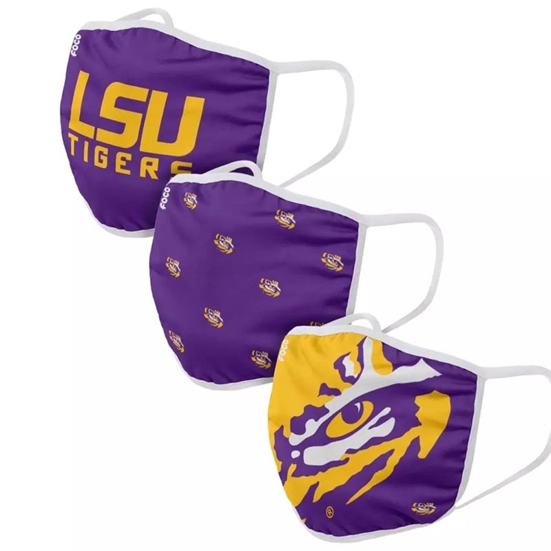 LSU Tigers Adult Cloth Face Covering 3-Pack