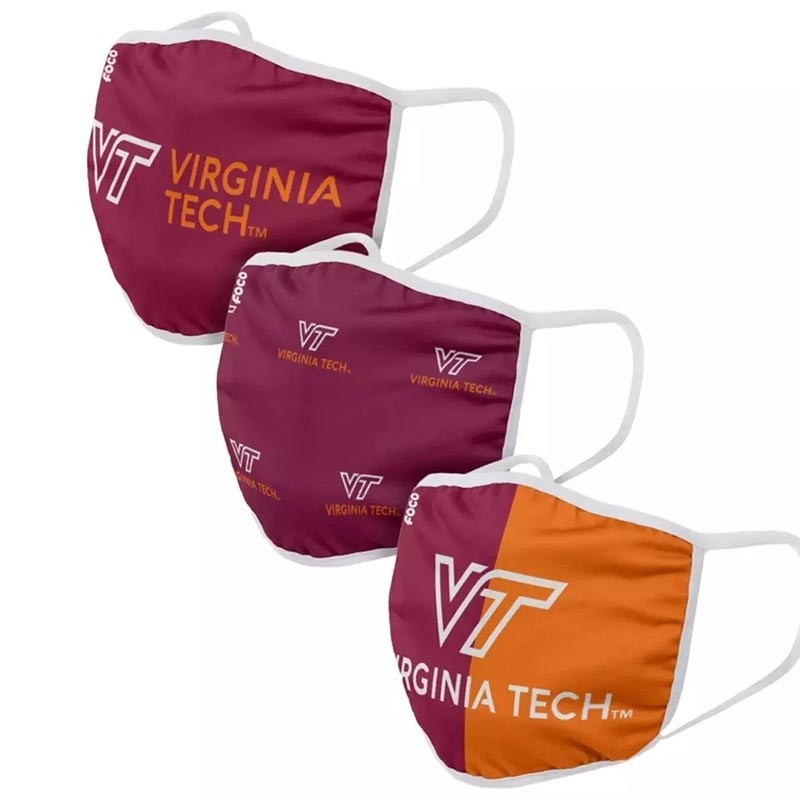 Virginia Tech University Adult Cloth Face Covering 3-Pack