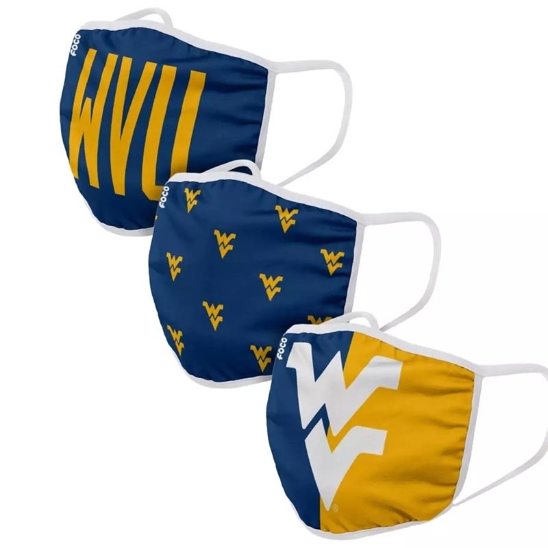 West Virginia Mountaineer Adult Cloth Face Covering 3-Pack