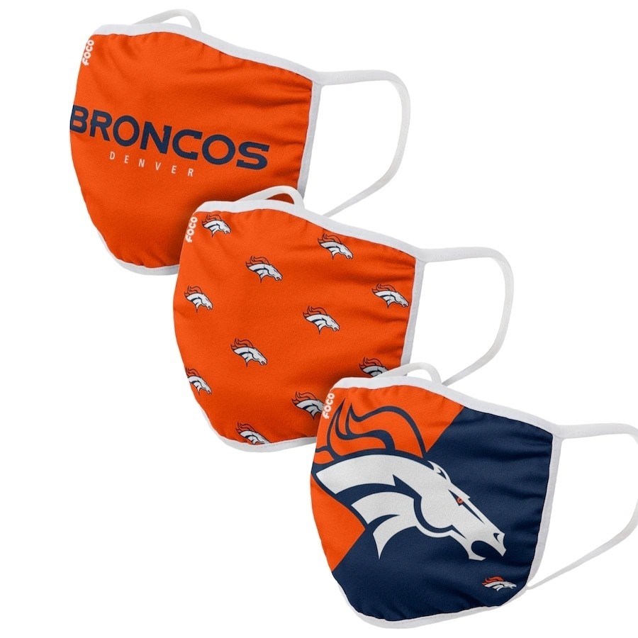 Denver Broncos Adult Face Covering 3-Pack