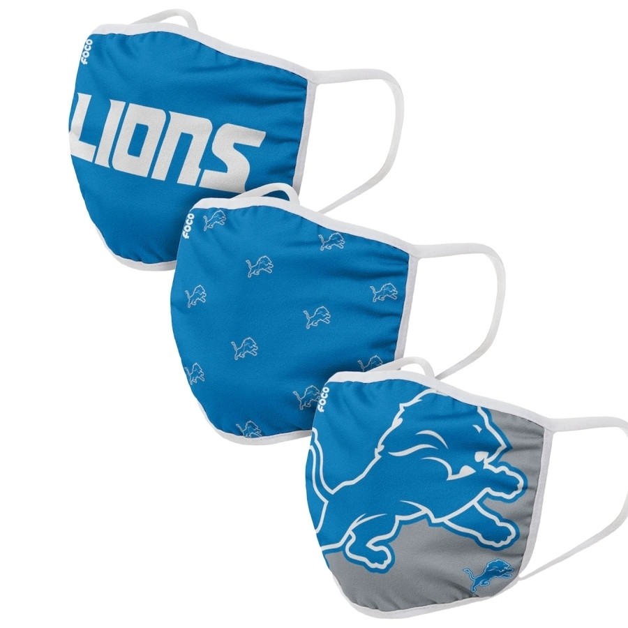 Detroit Lions Adult Face Covering 3-Pack