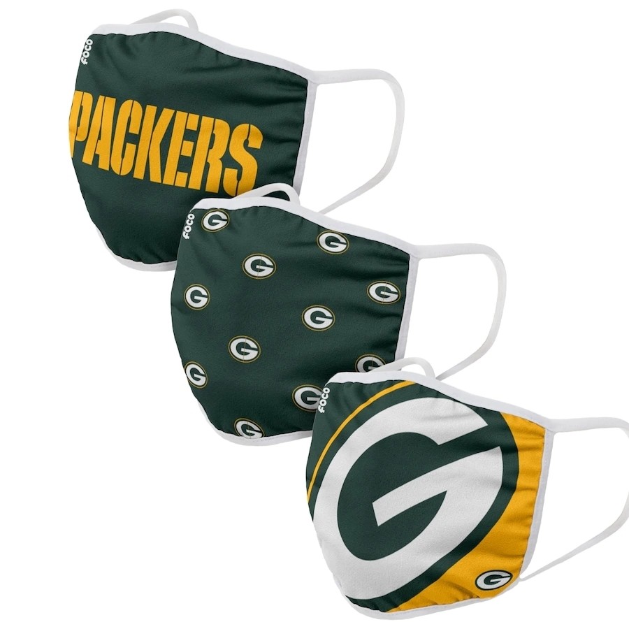 Green Bay Packers Adult Face Covering 3-Pack