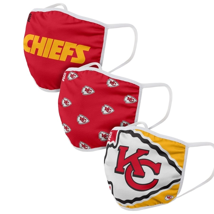 Kansas City Chiefs Adult Face Covering 3-Pack