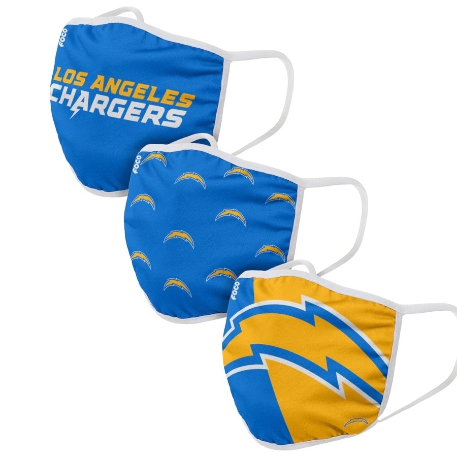 Los Angeles Chargers Adult Face Covering 3-Pack