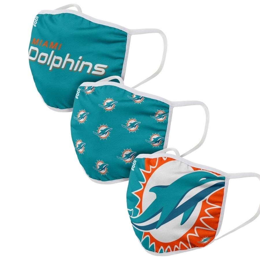 Miami Dolphins Adult Face Covering 3-Pack