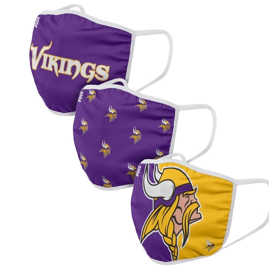 Minnesota Vikings Adult Face Covering 3-Pack