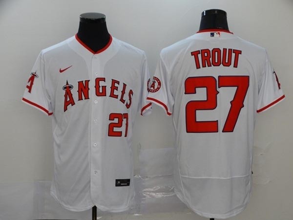 MLB Los Angeles Angels #27 Mike Trout White 2020 Nike Flexbase Jersey