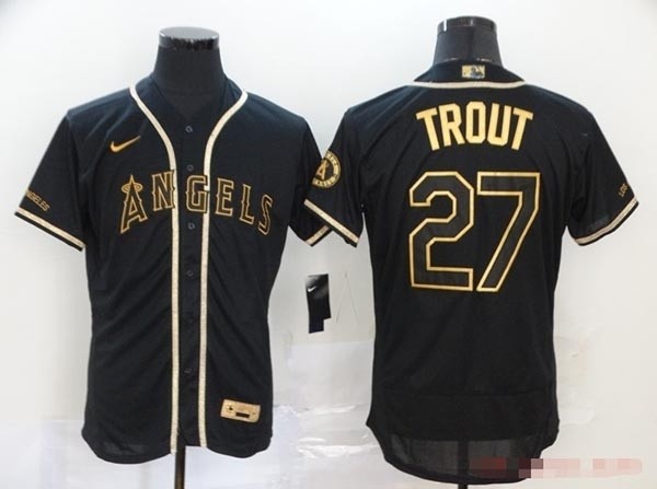 MLB Los Angeles Angels #27 Mike Trout Black Gold 2020 Nike Flexbase Jersey