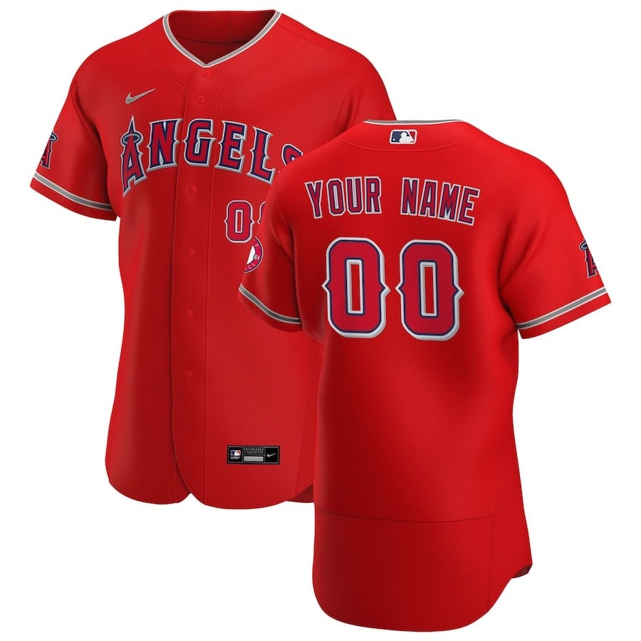 Men's Los Angeles Angels Custom Nike Red Alternate 2020 Authentic Flexbase MLB Jersey(Name and number remark in comment column)