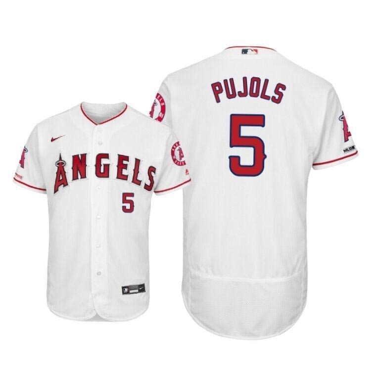 Men's Los Angeles Angels #5 Albert Pujols Nike White Home 2020 Authentic Player MLB Jersey