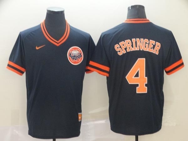 MLB Houston Astros #4 George Springer Navy Nike Throwback Jersey