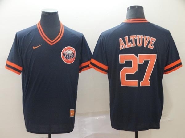 MLB Houston Astros #27 Jose Altuve Navy Nike Throwback Jersey