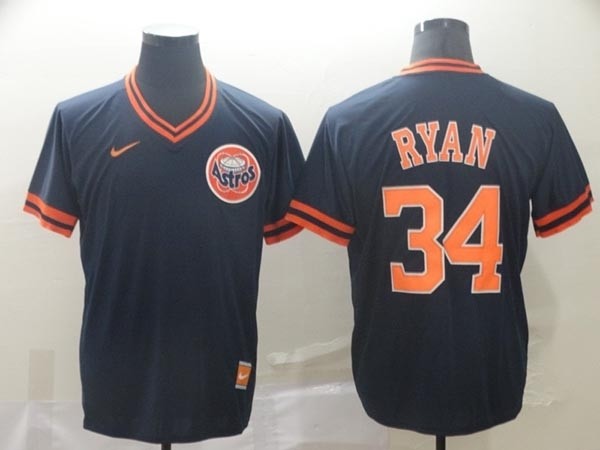 MLB Houston Astros #34 Nolan Ryan Navy Nike Throwback Jersey