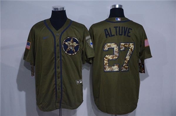 MLB Houston Astros #27 Jose Altuve Olive 2020 Nike Cool Base Jersey