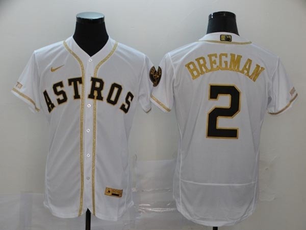 MLB Houston Astros #2 Alex Bregman White Gold 2020 Nike Flexbase Jersey