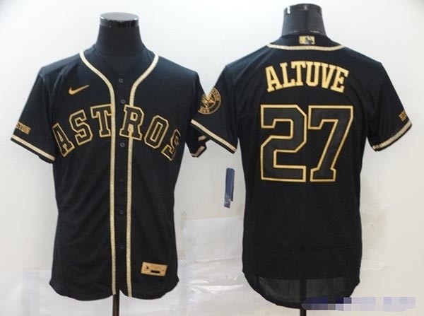 MLB Houston Astros #27 Jose Altuve Black Gold 2020 Nike Flexbase Jersey