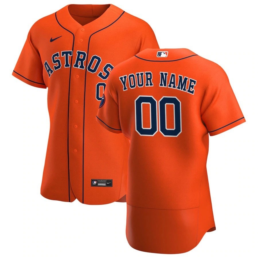 Men's Houston Astros Custom Nike Orange Alternate 2020 Authentic Flexbase MLB Jersey(Name and number remark in comment column)