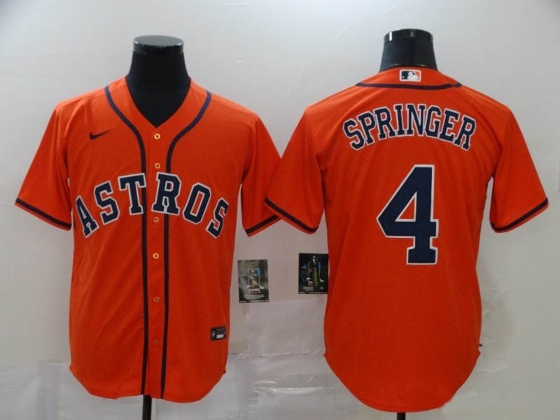 MLB Houston Astros #4 George Springer Orange 2020 Nike Cool Base Jersey