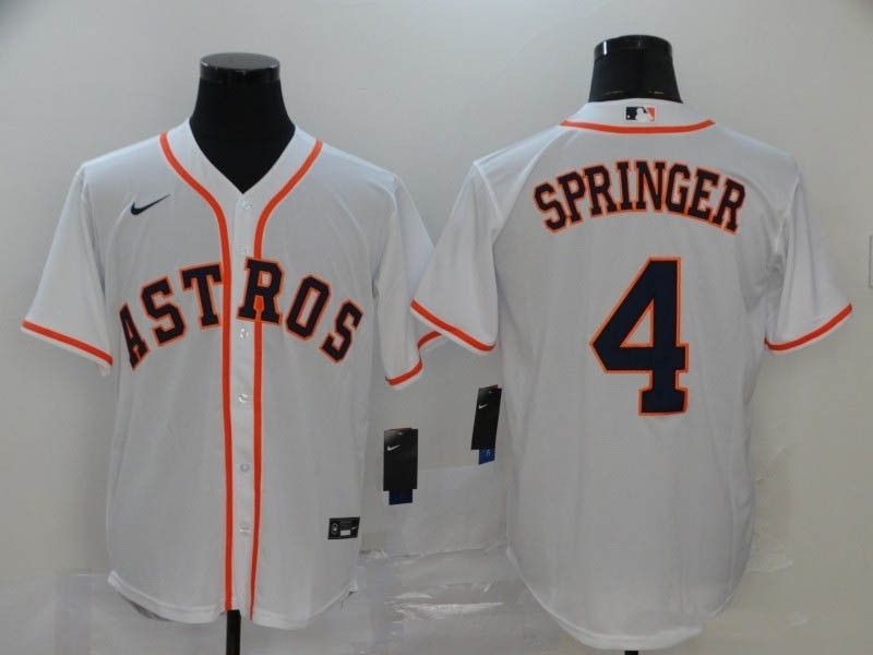 MLB Houston Astros #4 George Springer White 2020 Nike Cool Base Jersey