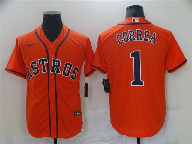 Houston Astros #1 Carlos Correa Orange Cool Base Jersey