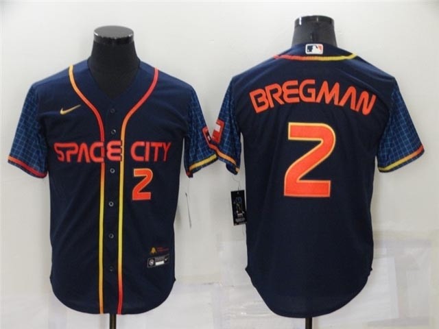 Houston Astros #2 Alex Bregman 2022 Navy City Connect with front Number Cool Base Jersey