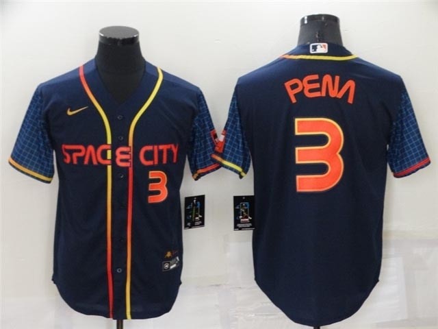 Houston Astros #3 Jeremy Pena 2022 Navy City Connect with front Numer Cool Base Jersey