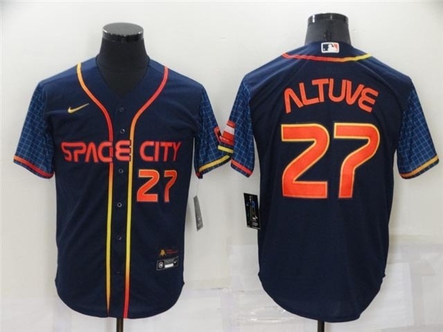 Houston Astros #27 Jose Altuve 2022 Navy City Connect with front Number Cool Base Jersey