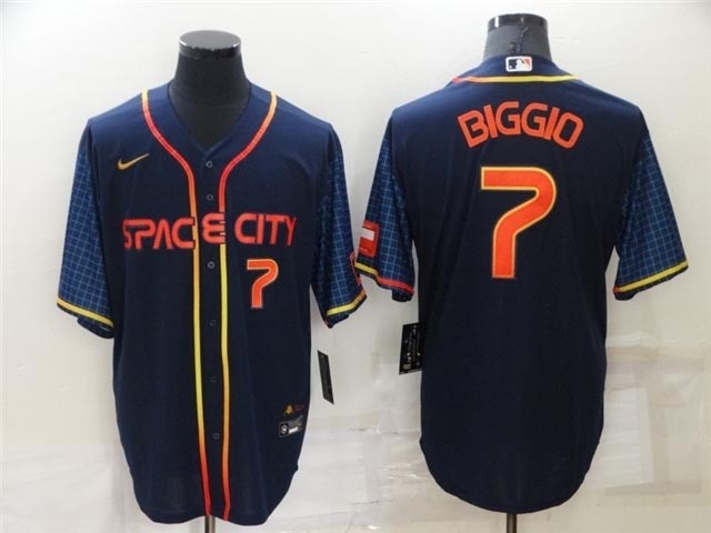 Houston Astros #7 Craig Biggio 2022 Navy City Connect with front Number Cool Base Jersey