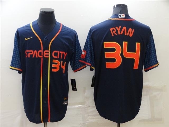 Houston Astros #34 Nolan Ryan 2022 Navy City Connect with Front Number Cool Base Jersey