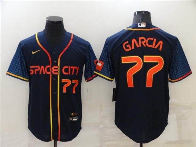 Houston Astros #77 Luis Garcia 2022 Navy City Connect with front Number Cool Base Jersey