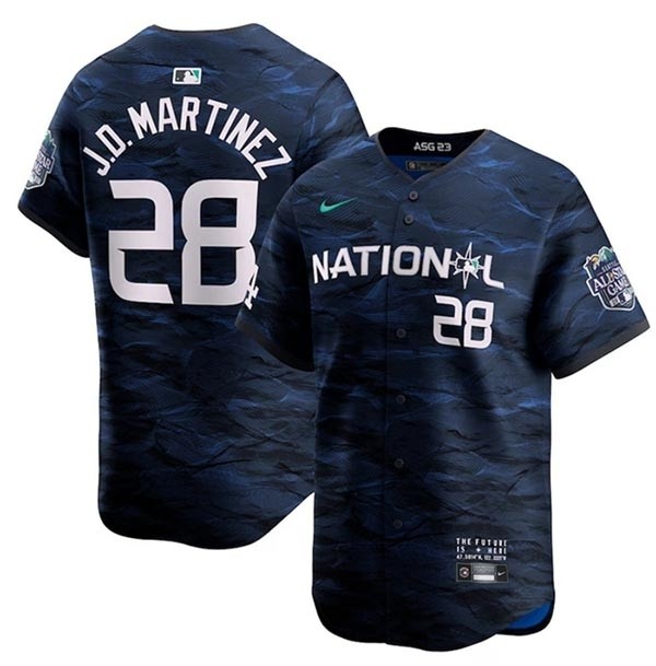 Men's Los Angeles Dodgers #28 J.D. Martinez Navy 2023 All-Star Cool Base Stitched Jersey