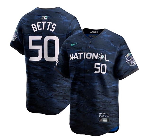 Men's Los Angeles Dodgers #50 Mookie Betts Navy 2023 All-Star Cool Base Stitched Jersey