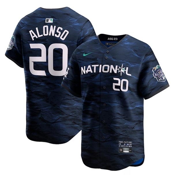 Men's New York Mets #20 Pete Alonso Navy 2023 All-Star Cool Base Stitched Baseball Jersey