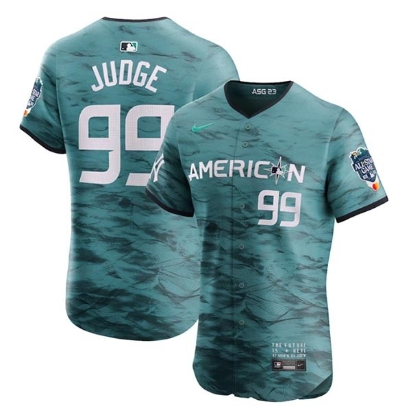 Men's New York Yankees #99 Aaron Judge Teal 2023 All-Star Flex Base Stitched Baseball Jersey